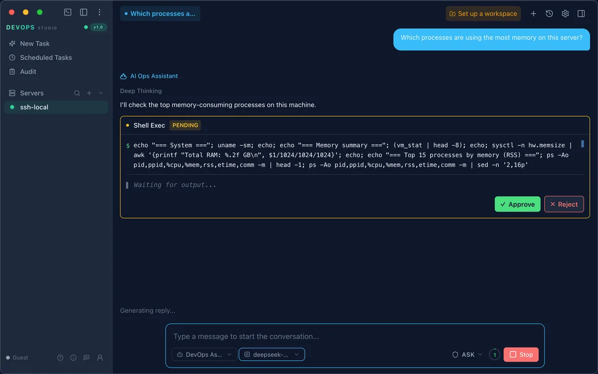Tool call waiting for approval in Ask mode