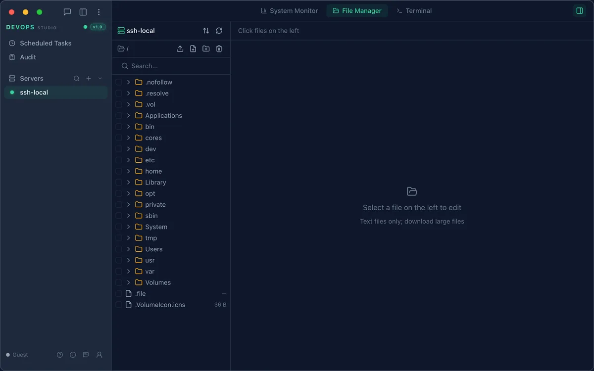 File manager showing a remote directory tree